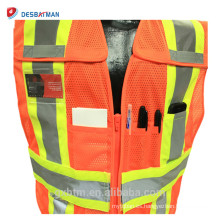 5 Point Breakaway 1 Horizontal Stripe Zip Alta visibilidad Reflective Safety Vest With Many Pockets